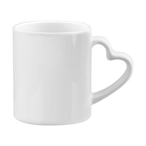 Mug de 300 ml avec anse en forme de cœur pour sublimation