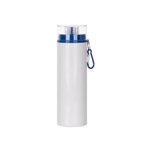 850 ml white aluminum bidon with transparent cap and blue lid for sublimation
