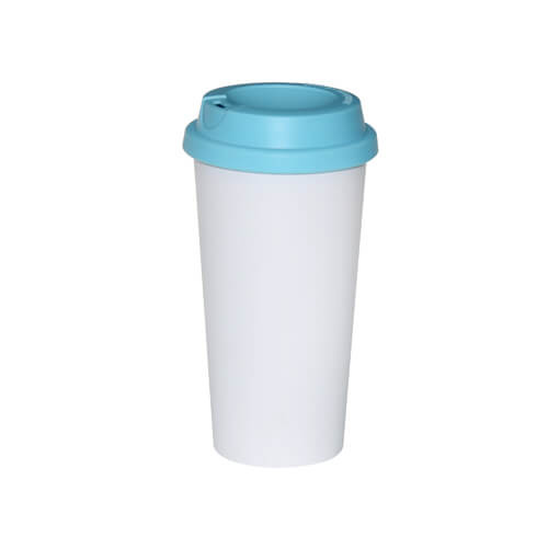 ECO Tumbler coffee mug light blue lid Sublimation Thermal Transfer