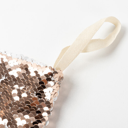 Kerstsok met champagnekleurige pailletten voor sublimatie