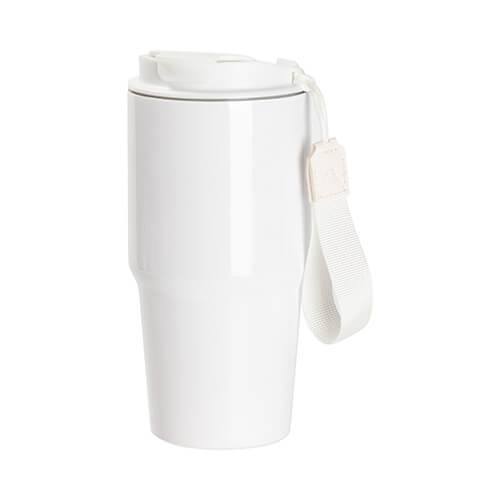 Mug 600ml avec double découpe et couvercle avec poignée pour sublimation - blanc