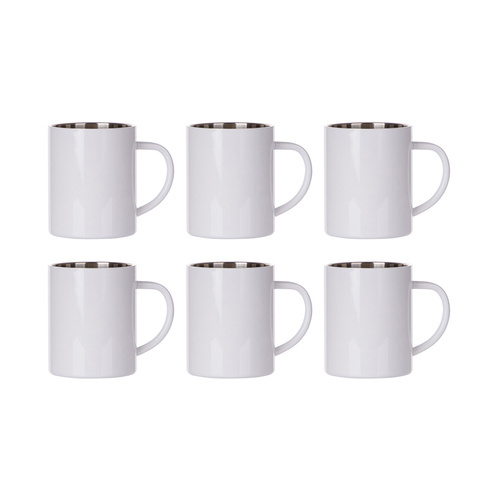 Lot de 6 mugs inox blancs 450 ml à imprimer