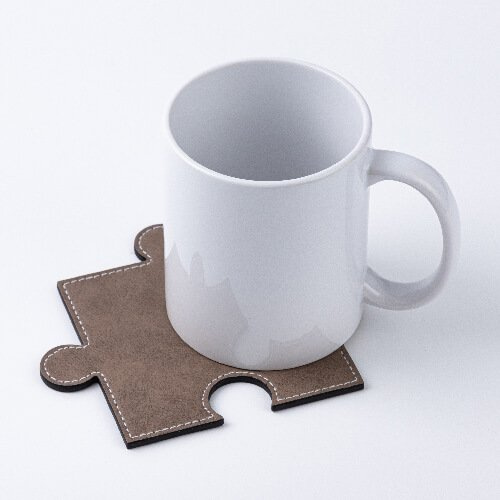 Leren puzzelvormig mokkenplateau voor sublimatie - grijs