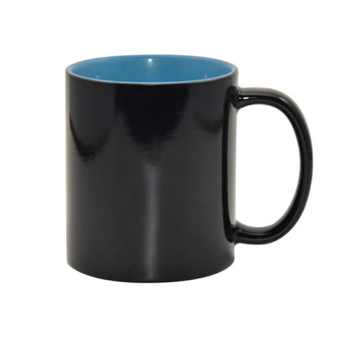 Magický hrnček 330 ml čierny s modrým vnútrom Sublimácia Termotransfer