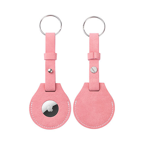 Leren sleutelhanger met riem / AirTag etui voor sublimatie - roze