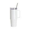 Mug en acier inoxydable de 900 ml avec couvercle et paille pour sublimation - blanc