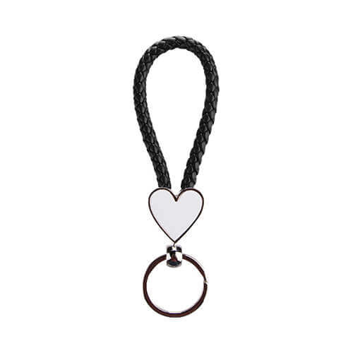 Keychain braided heart for sublimation printing - black