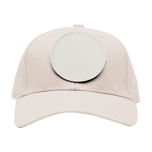 Cotton baseball cap with round velcro patch for sublimation - khaki