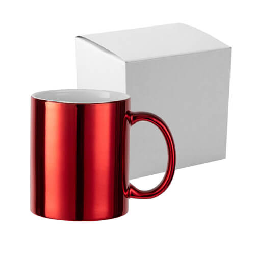 Mug 330 ml plaqué pour sublimation - rouge avec une boite en carton