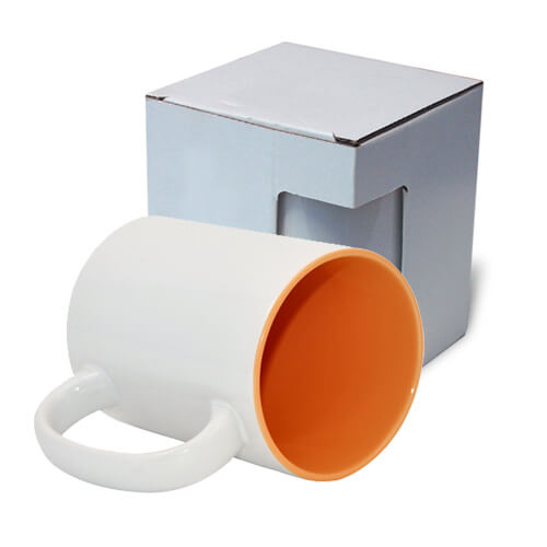 MAX A+ 450 ml hrnček s oranžovým vnútrom s kartónom KAR5 sublimácia termotransfer