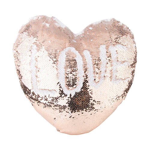 39 x 44 cm heart-shaped pillowcase with two colour of sequins for sublimation printing – champagne