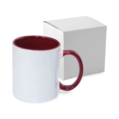 JS Coating mug 330 ml FUNNY maroon with box Sublimation Thermal Transfer