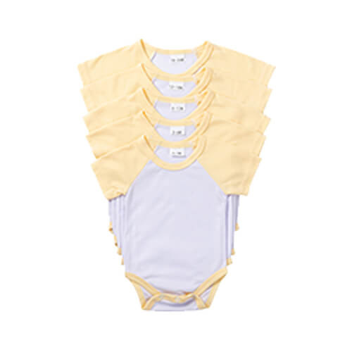 Bodi kratkih rukava za sublimaciju za bebe - žuti rukavi