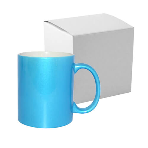 Mug Metalic 330 ml Azuré avec une boite en carton Sublimation Transfert Thermique