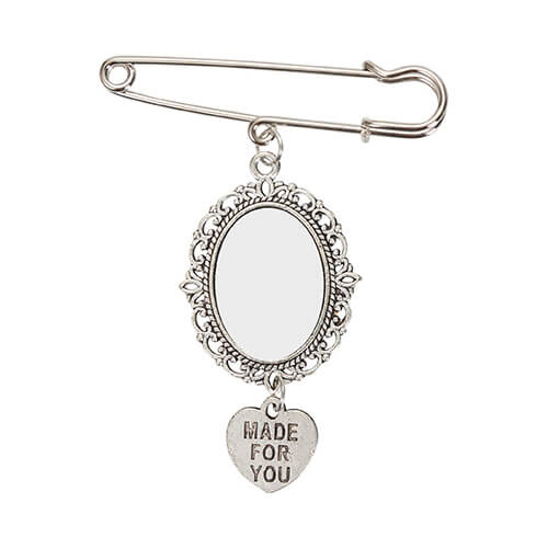 Ovale broche - veiligheidsspeld met hartvormige hanger voor sublimatie