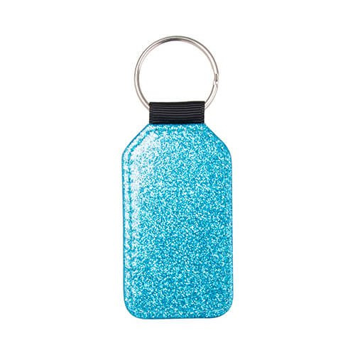 Nøglering i læder med glitter til sublimering - blå tønde
