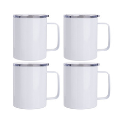 Set of 4 metal coffee mugs, 300 ml, for printing