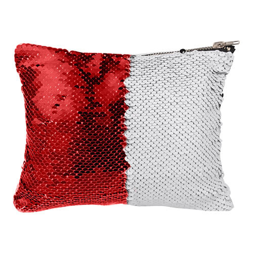 Kosmetikväska 20,5 x 16 cm med röda och vita paljetter för sublimering