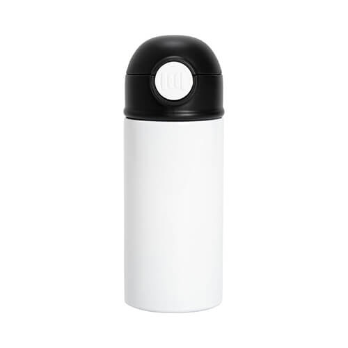 Bidon - 360 ml pudel lastele sublimatsiooni jaoks - valge musta korgiga