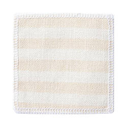 Ľanová podložka pod hrnček 10 x 10 cm krémová so žltými pruhmi na sublimáciu