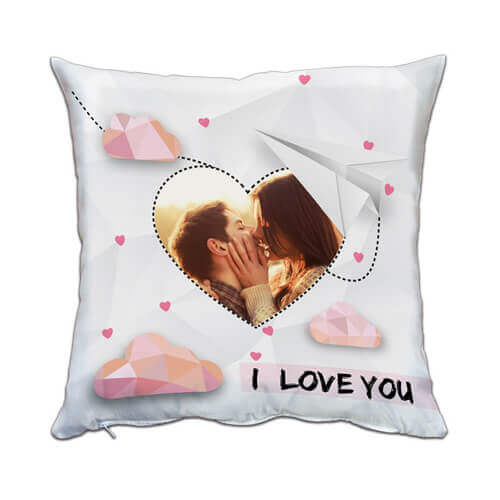 Tweekleurig satijnen kussensloop 38 x 38 cm voor sublimatie - I love You