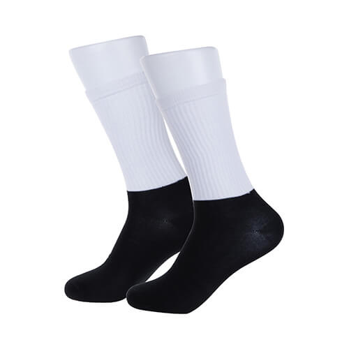 Sports socks with a black sublimation foot