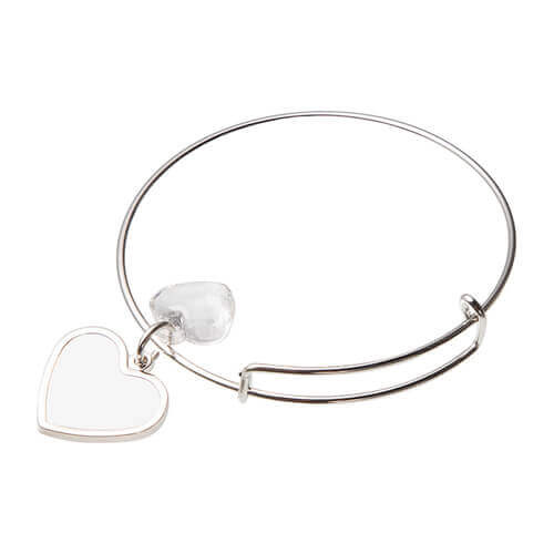 Bracelet avec un coeur en cristal et un pendentif coeur face pour la sublimation