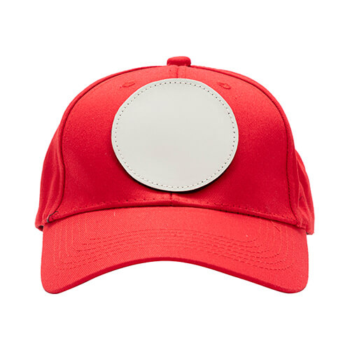 Katoenen baseballpet met rond klittenband voor sublimatie - rood