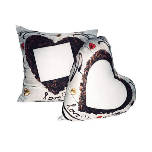 Taie d'oreiller bicolore satin en forme de coeur pour sublimation - Coeur de chocolat
