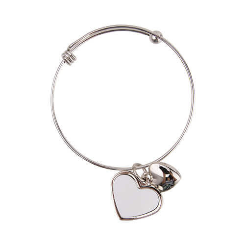 Bracelet avec une boule, un coeur et un pendentif coeur face pour la sublimation