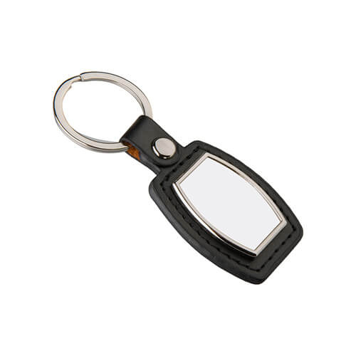 Lederen en metalen sleutelhanger voor sublimatie - ton - zwart