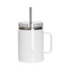 Wijnbeker 900 ml met waterdicht deksel en rietje voor sublimatie - wit