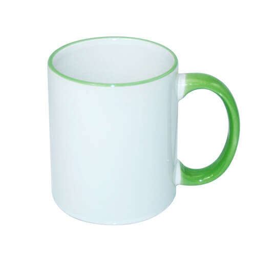 Mug blanc A+ 330 ml avec anse vert clair Sublimation Transfert Thermique