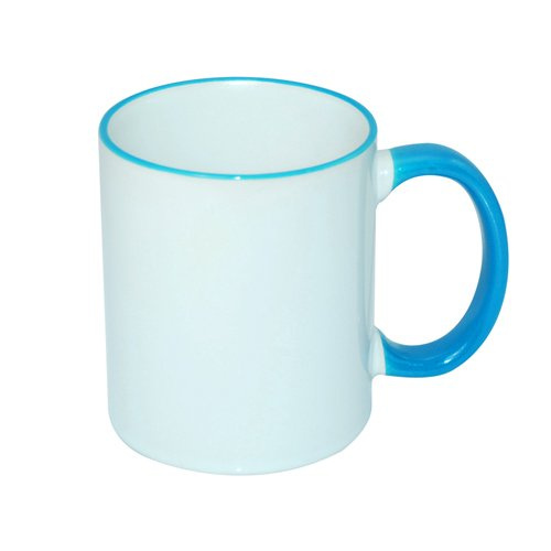 Taza JS Coating 330 ml con asa azul claro Sublimación Transferencia térmica