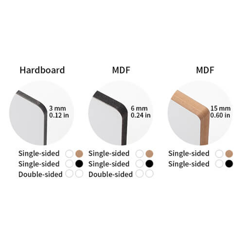 Placă de fibre pentru sublimare 20 x 20 x 1,5 cm - 2 bucăți. - spate maro deschis