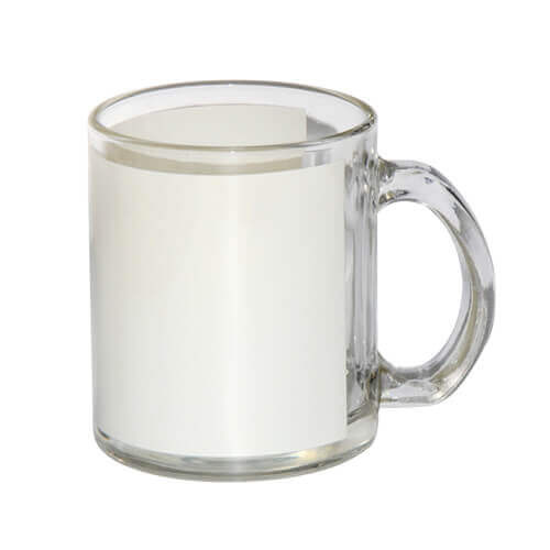 Mug en verre 330 ml avec patch blanc pour sublimation