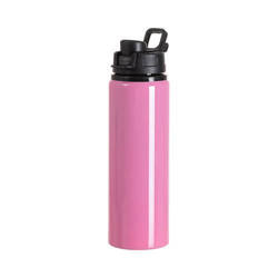 Botella de agua de aluminio de 750 ml con tapa de plástico con asa de sublimación - rosa oscuro