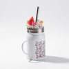 Mason Jar 500 ml mok met rietje en sublimatie handvat - wit, kunstijs en watermeloen