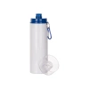 Aluminium fles 850 ml wit met transparante dop en blauw deksel voor sublimatie