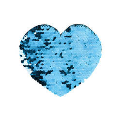 Two-colour sequins for sublimation printing and textile applications – light blue heart 12 x 10,5 cm