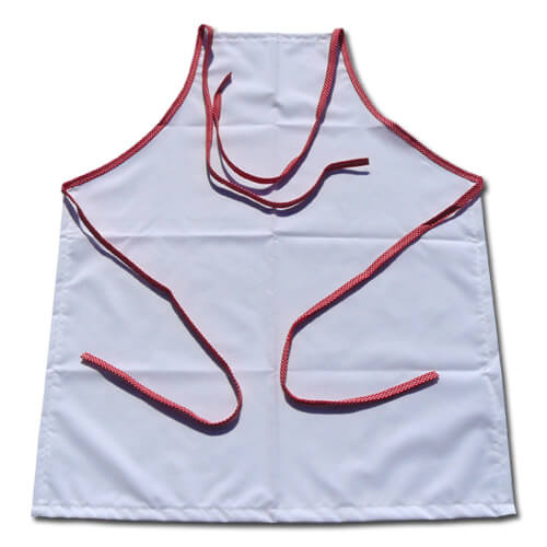 Vrhunska kuhinjska pregača s crvenim rubom i bijelim točkicama, sublimacija, termo transfer