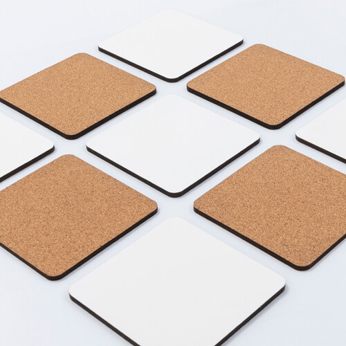 Almohadilla para tazas de cartón duro y corcho para sublimación - 9,5 x 9,5 cm