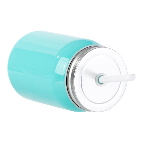 Cană de sticlă Mason Jar Full Color 450 ml fără mâner pentru sublimare - turcoaz