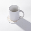 Canvas cup coaster Ø 10 cm cream with yellow stripes for sublimation