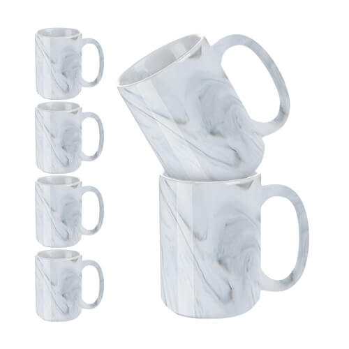 Komplekt 6 450 ml kruusi sublimatsiooni jaoks - hall marmorne