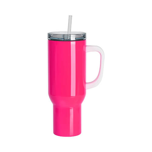 Potovalni vrč iz nerjavečega jekla 1200 ml za sublimacijo - roza neon