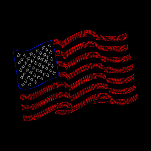 Sheet with cubic zirconia for thermal transfer - USA flag