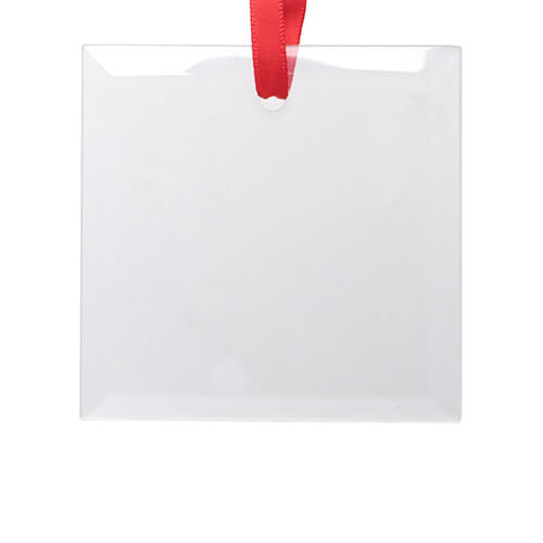 Üveg karácsonyfa címke szublimációhoz - kis négyzet alakú