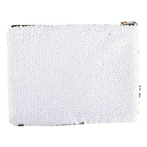 Trousse cosmétique 20,5 x 16 cm avec sequins blancs pour sublimation