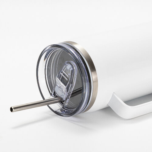 Šalica za vino od 1200 ml s vodootpornim poklopcem i sublimacijskom slamkom - bijela